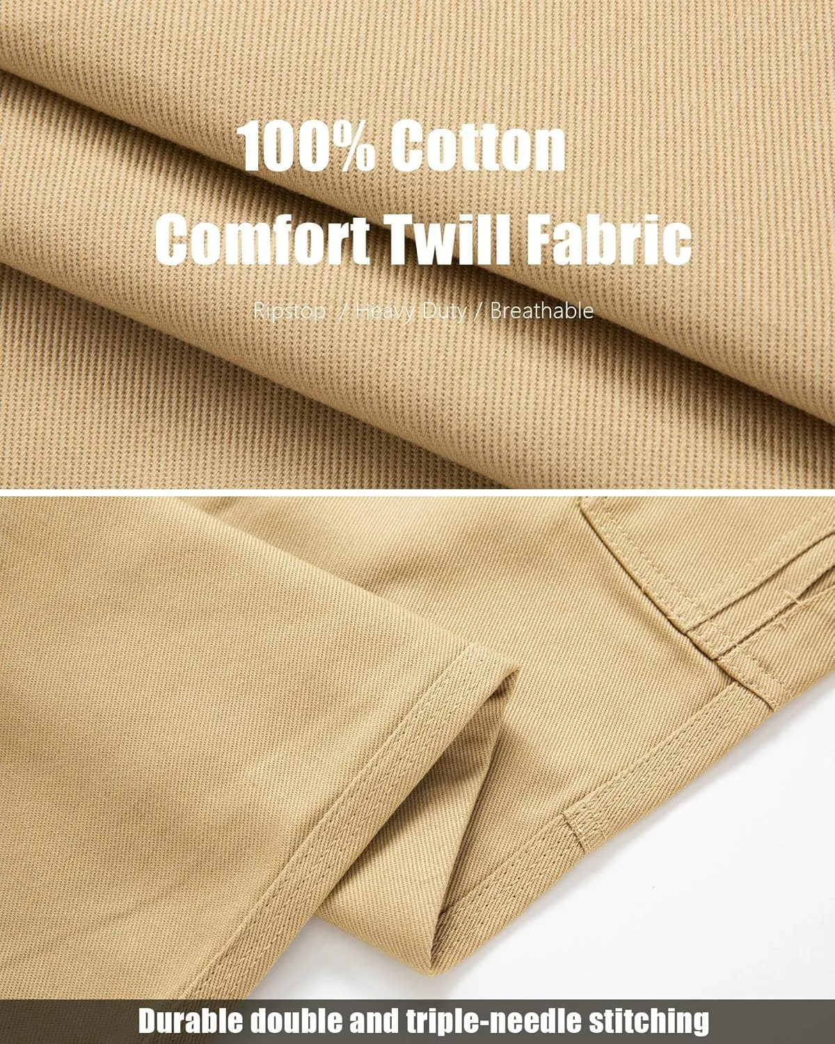 Cargo Pants for Men Ripstop Carpenter Work Pants Relaxed Fit Twill Cotton Casual Hiking Pants