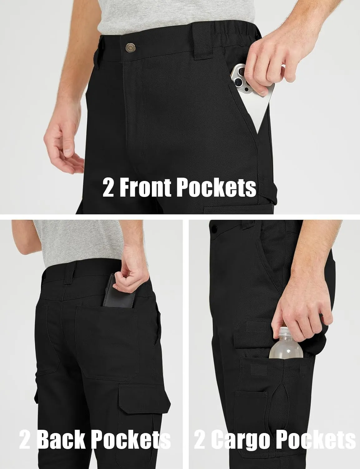 Cargo Pants for Men Ripstop Carpenter Work Pants Relaxed Fit Twill Cotton Casual Hiking Pants