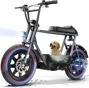 Caroma Peak 1200W Electric Scooter with Seat, 16"*3" Fat Tire Electric Dirt Bike for All-Terrain, 30 Miles Ranges 20MPH Max Speed, Electric Motorcycle with Storage Basket for Adults Cargo & Commuting