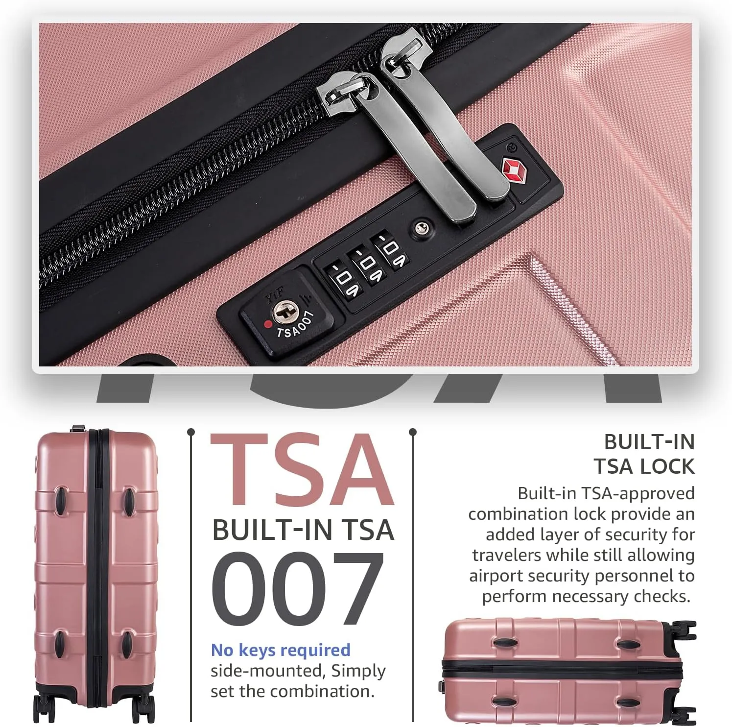 Carry-on Luggage with Spinner Wheels,Suitcases PC ABS Hard Shell - 20in TSA Lock Lightweight Carry on