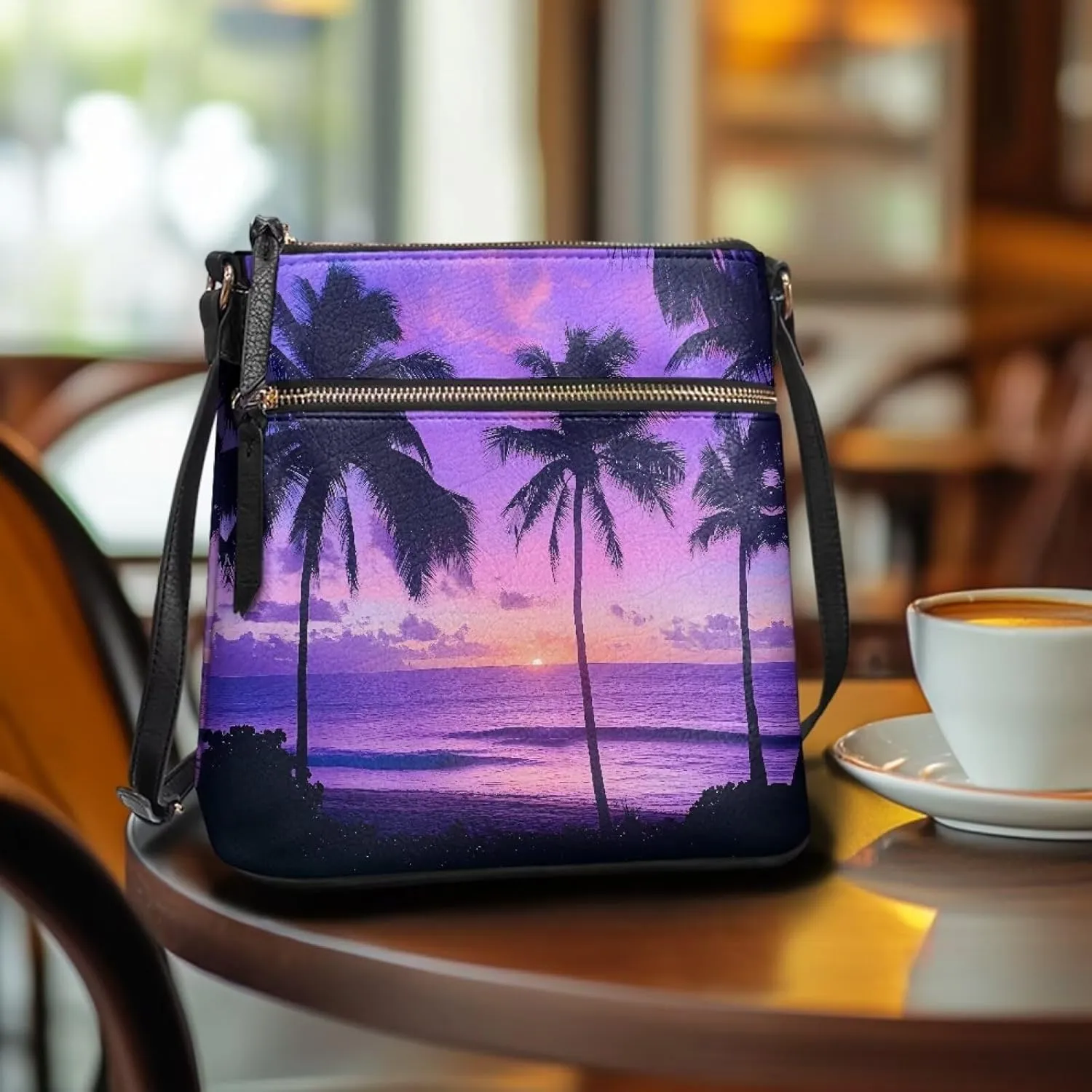 Casual Crossbody Bags for Women PU Shoulder Purse Bag Lightweight Messenger Bag with Zipper for Travel Shopping