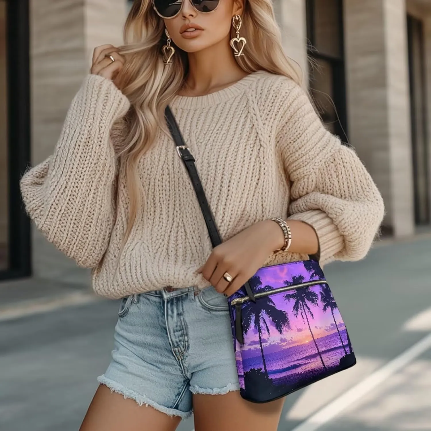 Casual Crossbody Bags for Women PU Shoulder Purse Bag Lightweight Messenger Bag with Zipper for Travel Shopping