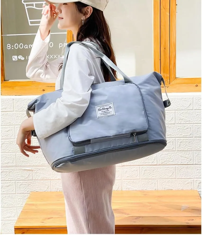 Casual Travel Makeup Bag, Foldable and Expandable Large Capacity Toiletry Travel Bag with Dividers, Makeup Organizer (blue)