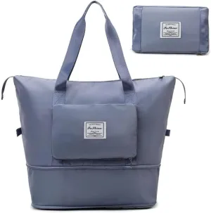 Casual Travel Makeup Bag, Foldable and Expandable Large Capacity Toiletry Travel Bag with Dividers, Makeup Organizer (blue)