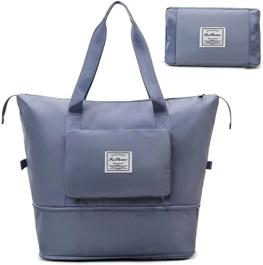 Casual Travel Makeup Bag, Foldable and Expandable Large Capacity Toiletry Travel Bag with Dividers, Makeup Organizer (blue)
