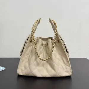 CC 25C Hobo Bag 30cm Beige Grained Calfskin