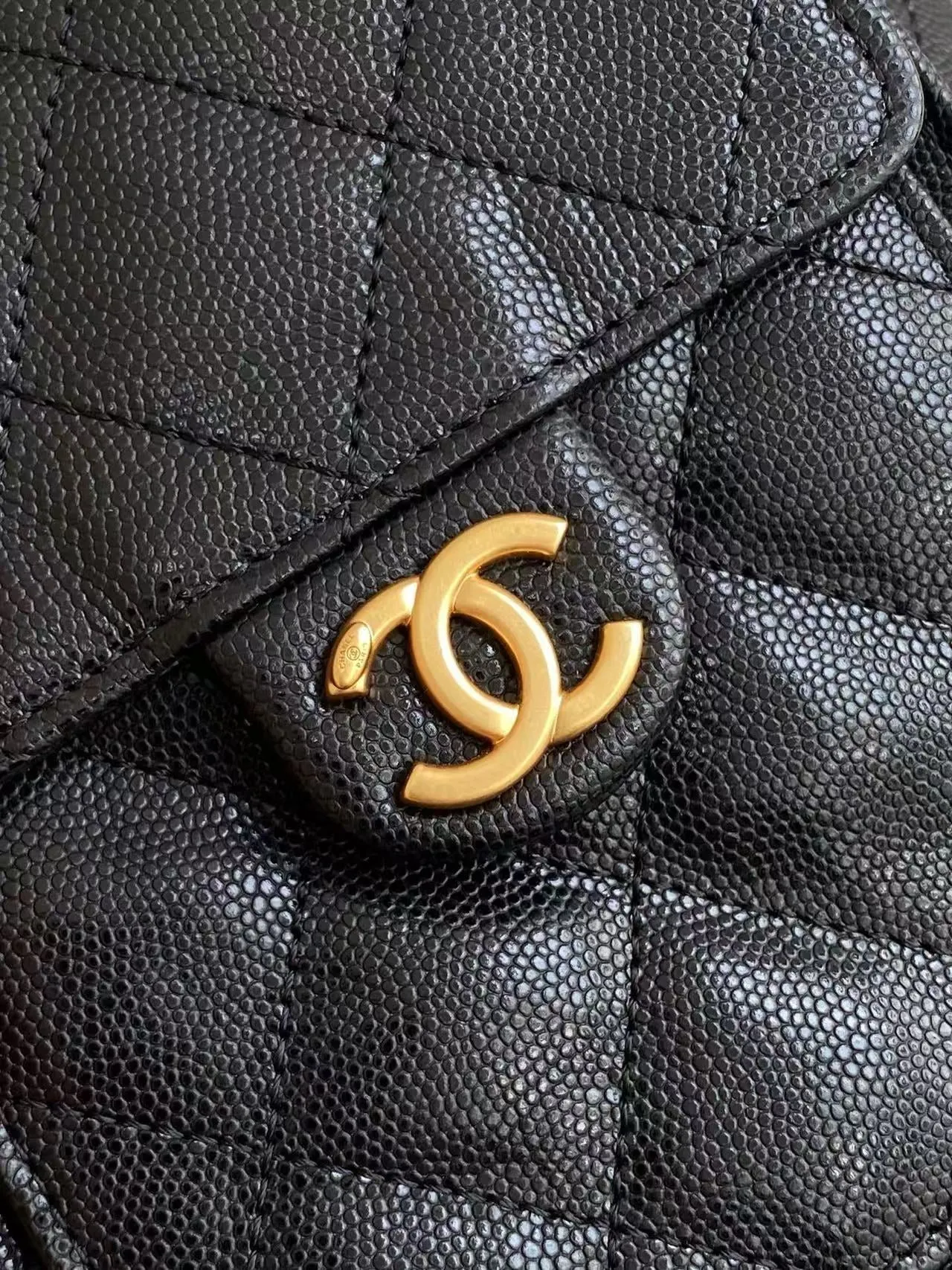 CC 25C Hobo Bag 30cm Black Grained Calfskin