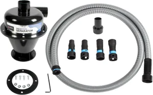 Cen-Tec Systems 96513 Quick Click Dust Separator and 10 Ft. Hose for Home and Shop Vacuums with Expanded Multi-Brand Power Tool Adapter Set, Black