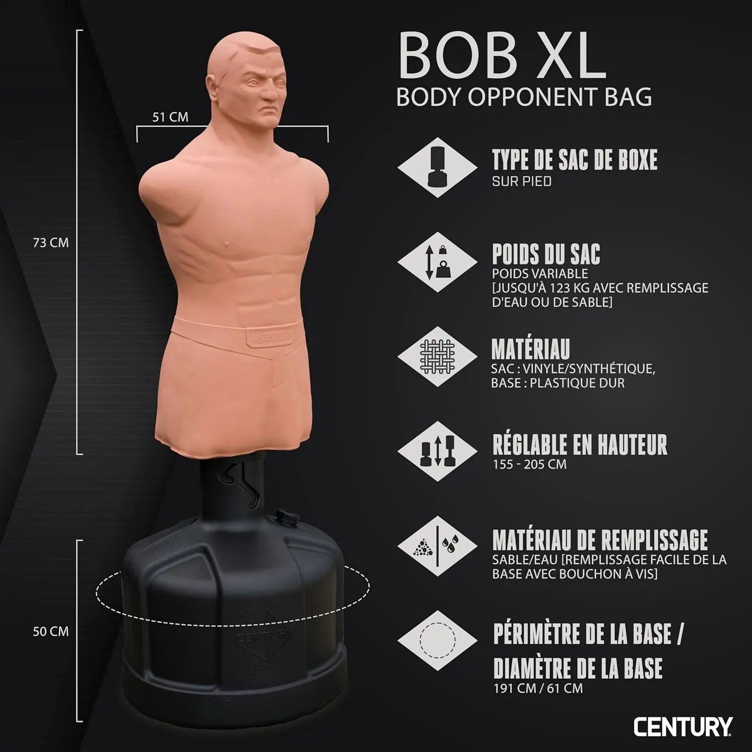 Century BOB XL Punching Bags - Freestanding Boxing Dummy for Adults & Martial Arts Kickboxing Training