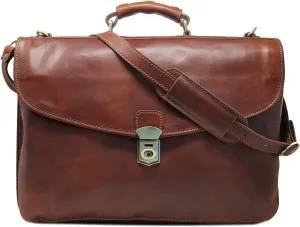 Cenzo Italian Leather Briefcase Messenger Bag for Men