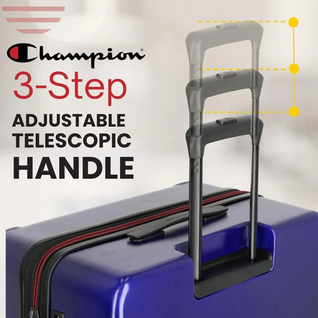 Champion 21” Hardshell Suitcase with Cup Holder & 8 Spinner Wheels - Expandable Carry-On & Checked Luggage - Durable ABS Material - Travel Bags for Men & Women - With TSA Lock -Astral
