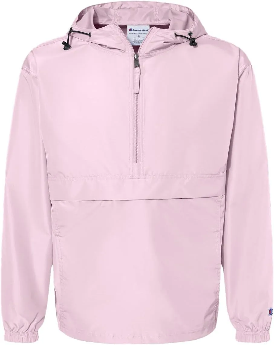 Champion CO200 Men's Hooded Packable Quarter-Zip Jacket, Lightweight Wind & Water-Resistant Pullover with Adjustable Hood