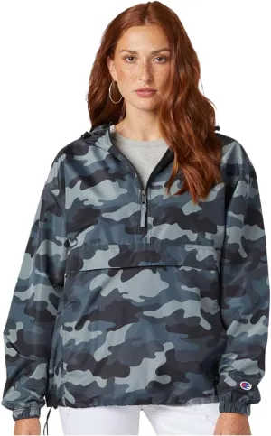 Champion CO200 Men's Hooded Packable Quarter-Zip Jacket, Lightweight Wind & Water-Resistant Pullover with Adjustable Hood