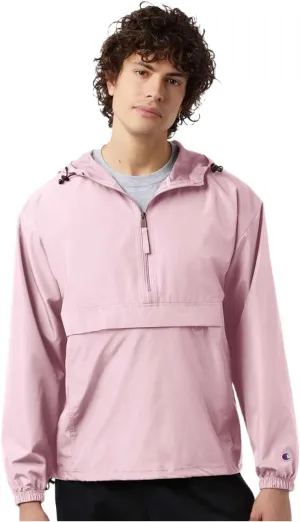 Champion CO200 Men's Hooded Packable Quarter-Zip Jacket, Lightweight Wind & Water-Resistant Pullover with Adjustable Hood