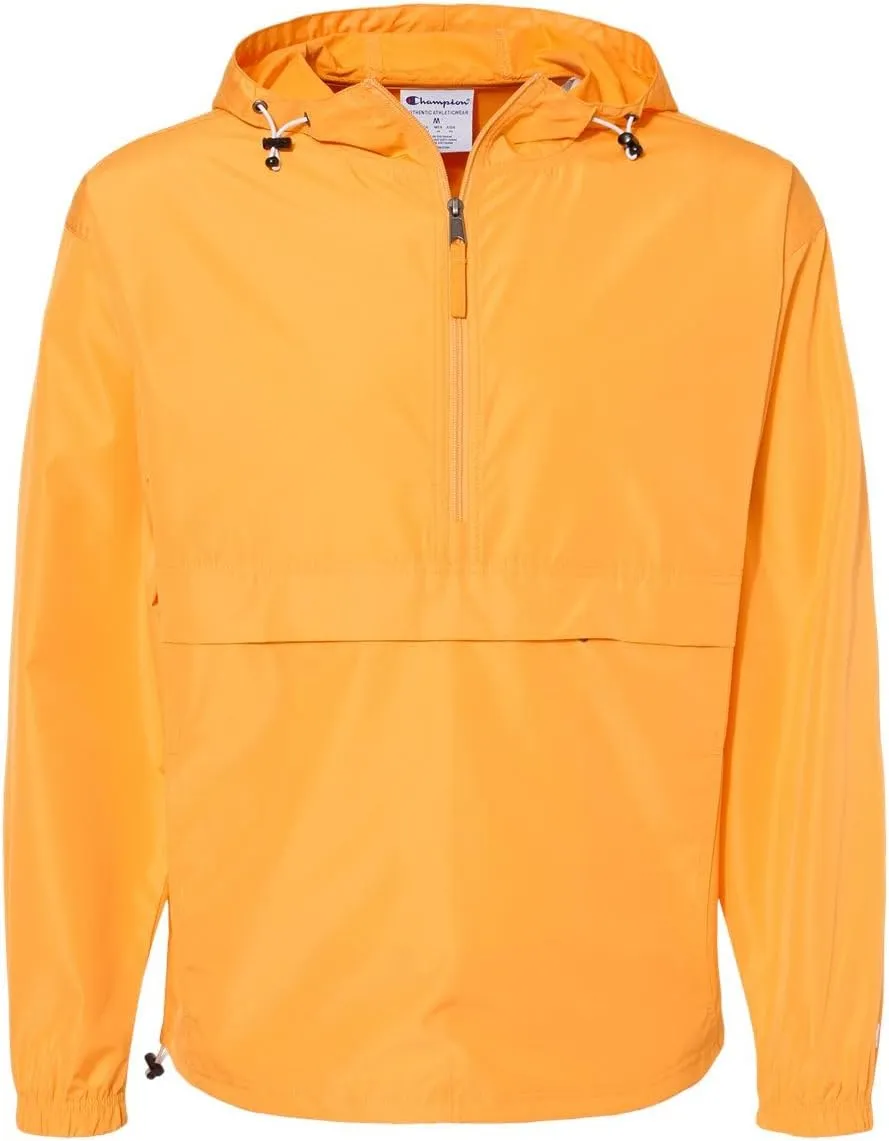 Champion CO200 Men's Hooded Packable Quarter-Zip Jacket, Lightweight Wind & Water-Resistant Pullover with Adjustable Hood