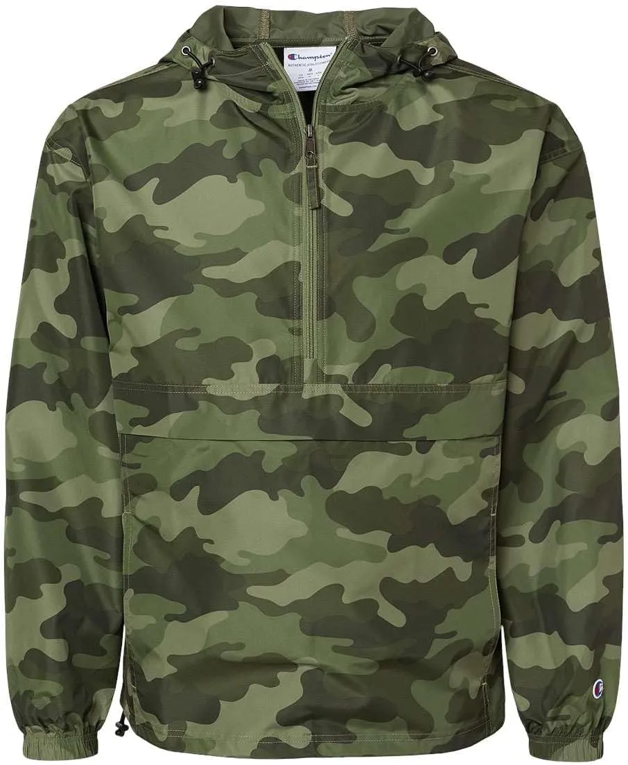 Champion CO200 Men's Hooded Packable Quarter-Zip Jacket, Lightweight Wind & Water-Resistant Pullover with Adjustable Hood