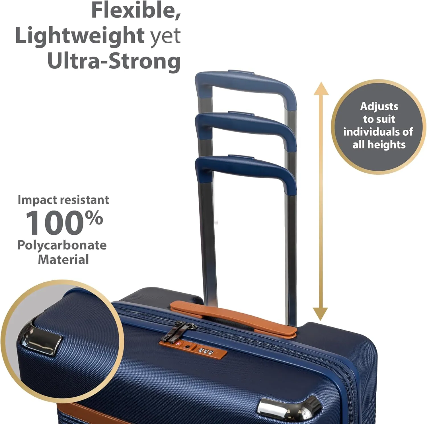 CHAMPS 'VINTAGE III COLLECTION' 3-PIECE EXPANDABLE HARDSIDE SPINNER LUGGAGE SET WITH USB PORT (NAVY)