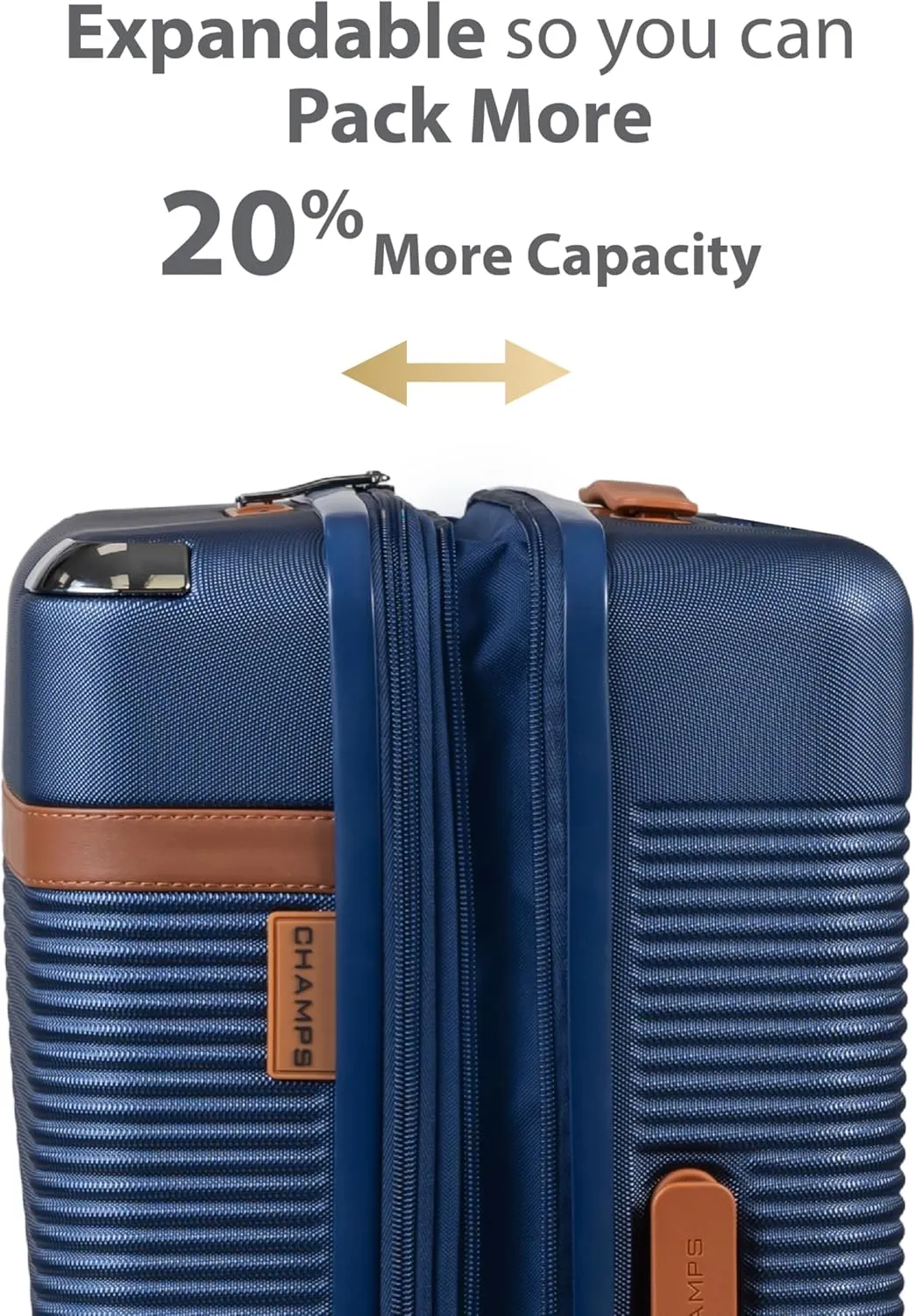 CHAMPS 'VINTAGE III COLLECTION' 3-PIECE EXPANDABLE HARDSIDE SPINNER LUGGAGE SET WITH USB PORT (NAVY)