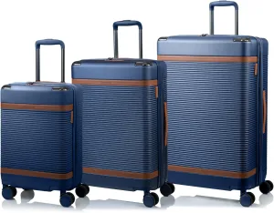 CHAMPS 'VINTAGE III COLLECTION' 3-PIECE EXPANDABLE HARDSIDE SPINNER LUGGAGE SET WITH USB PORT (NAVY)