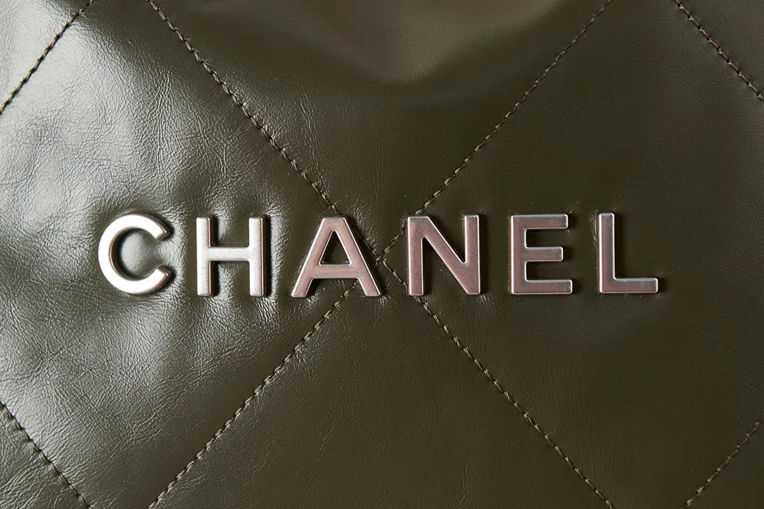 CHANEL hardware 22 Knowledgeable Hurry now olive hobo calfskin silver