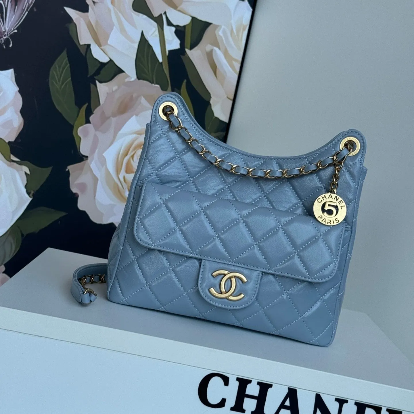 CHANEL Price-match guarantee Bag Small 23C Lambskin Hobo Blue Cloud Super savings 21.5 Hardware Gold