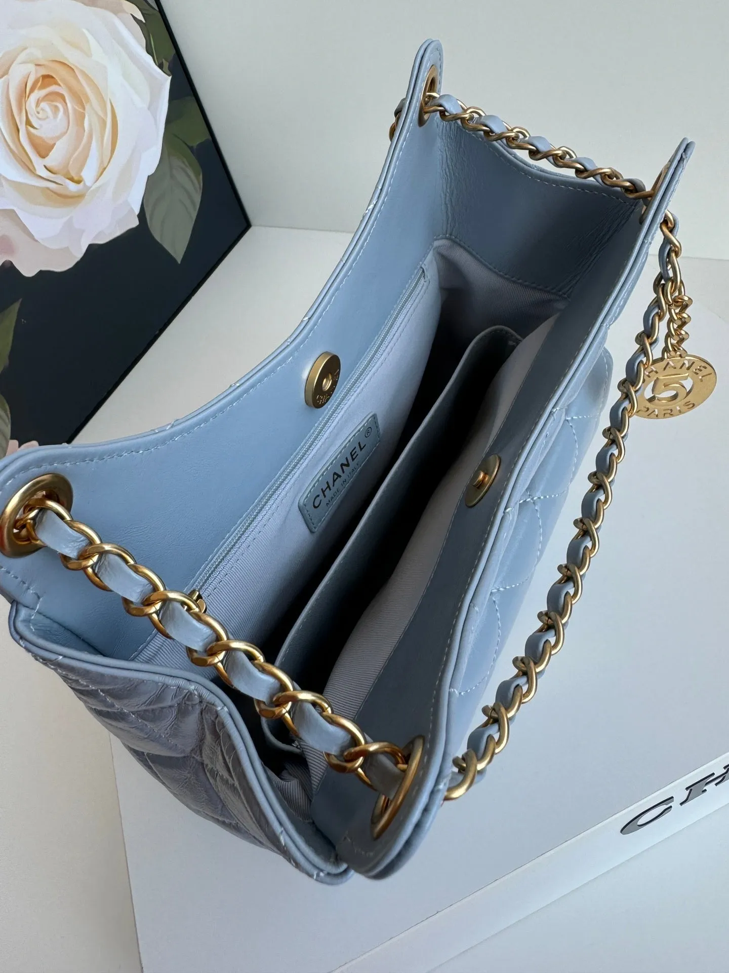 CHANEL Price-match guarantee Bag Small 23C Lambskin Hobo Blue Cloud Super savings 21.5 Hardware Gold