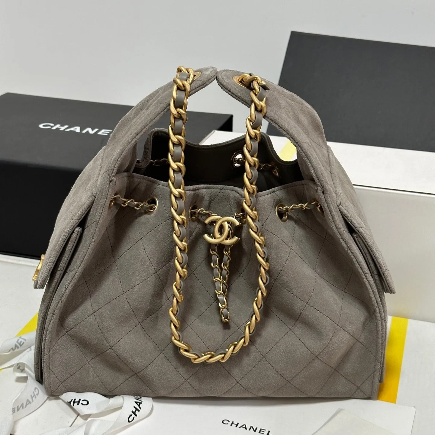 CHANEL Suede Highly praised Hobo 25C 30cm Grey Only available now Bag