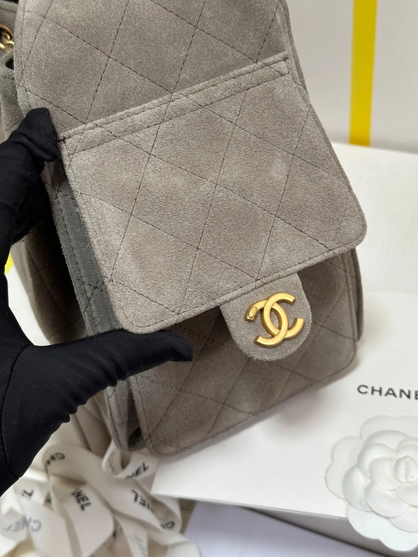 CHANEL Suede Highly praised Hobo 25C 30cm Grey Only available now Bag