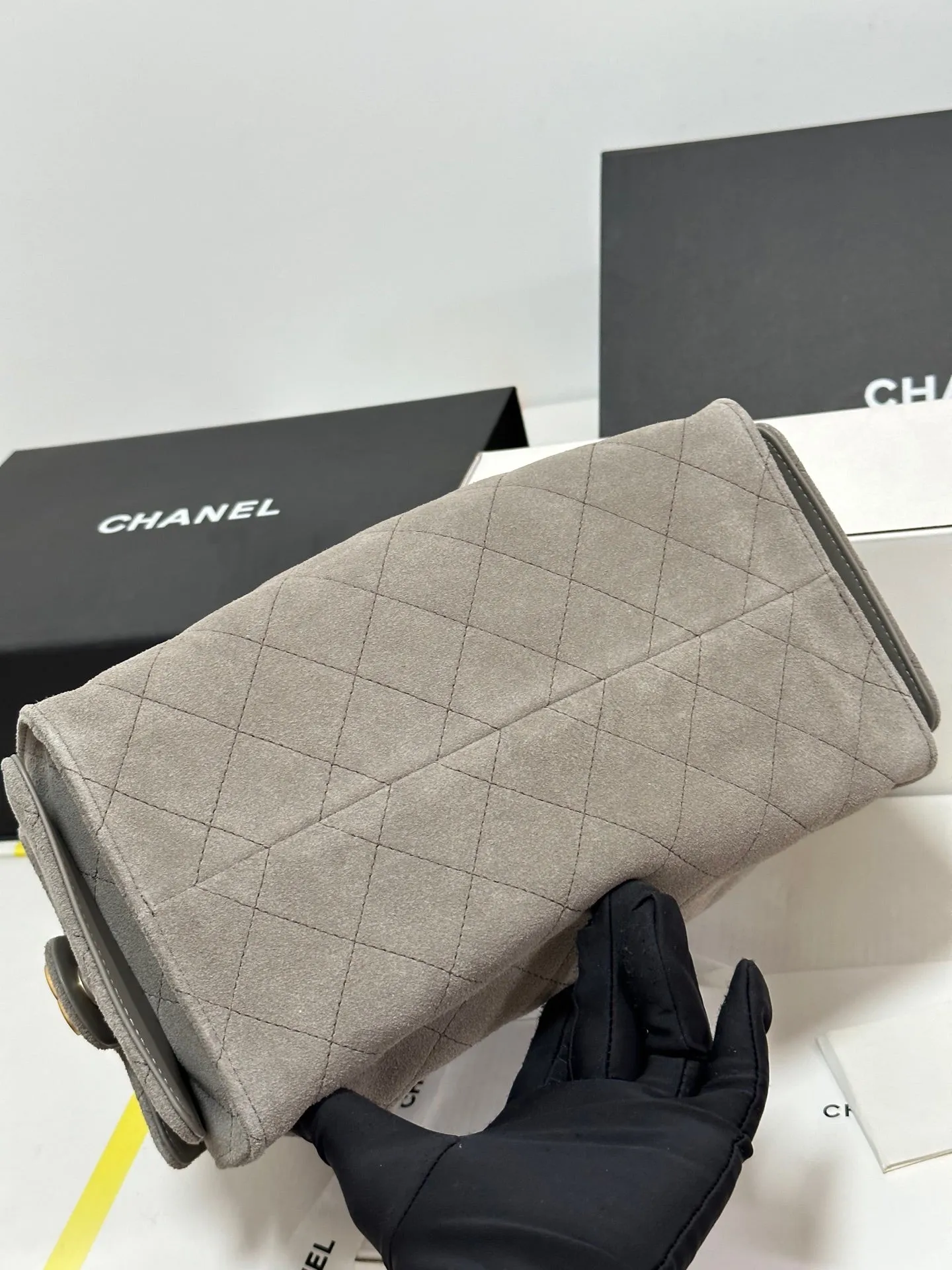 CHANEL Suede Highly praised Hobo 25C 30cm Grey Only available now Bag