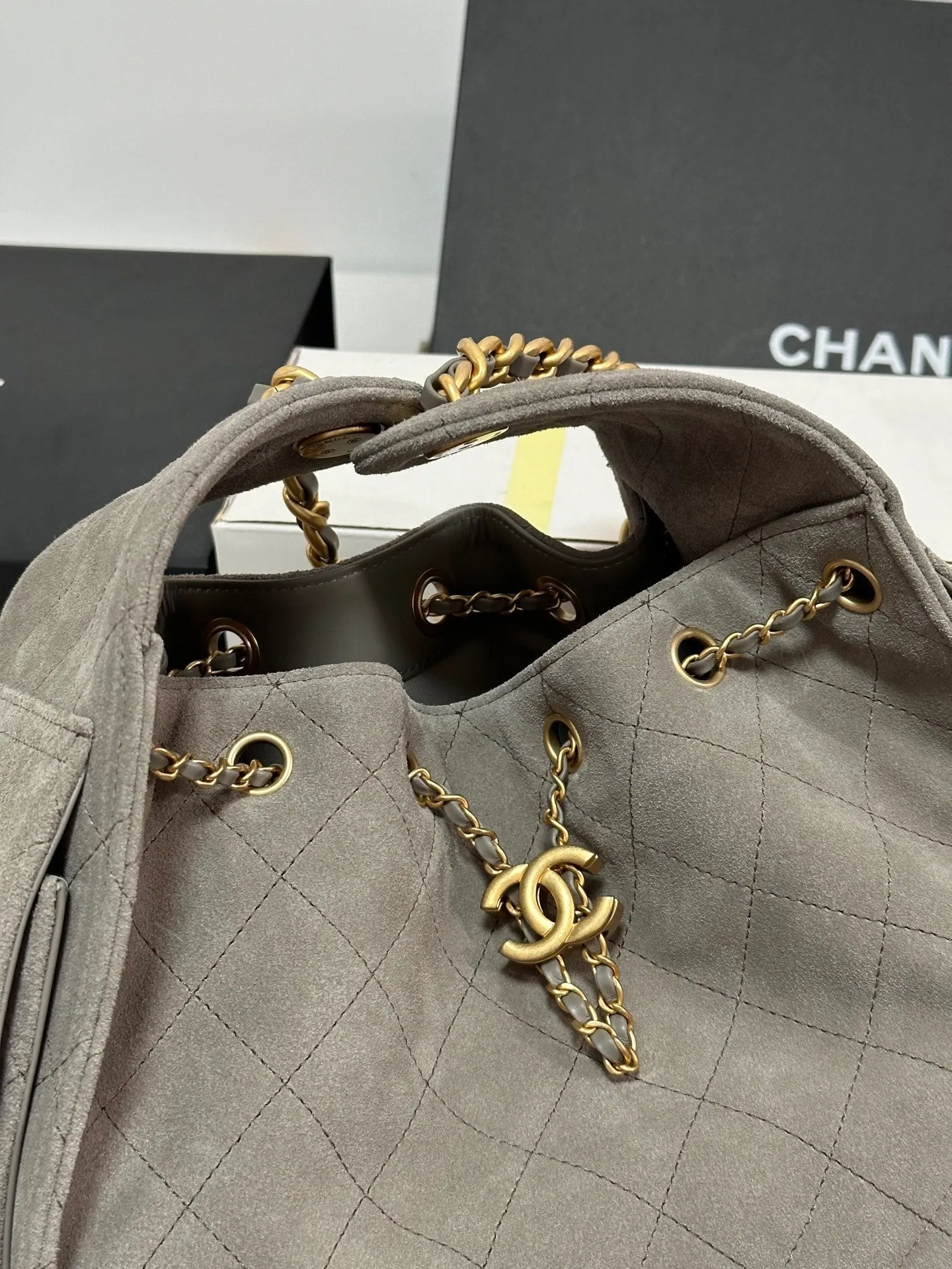CHANEL Suede Highly praised Hobo 25C 30cm Grey Only available now Bag