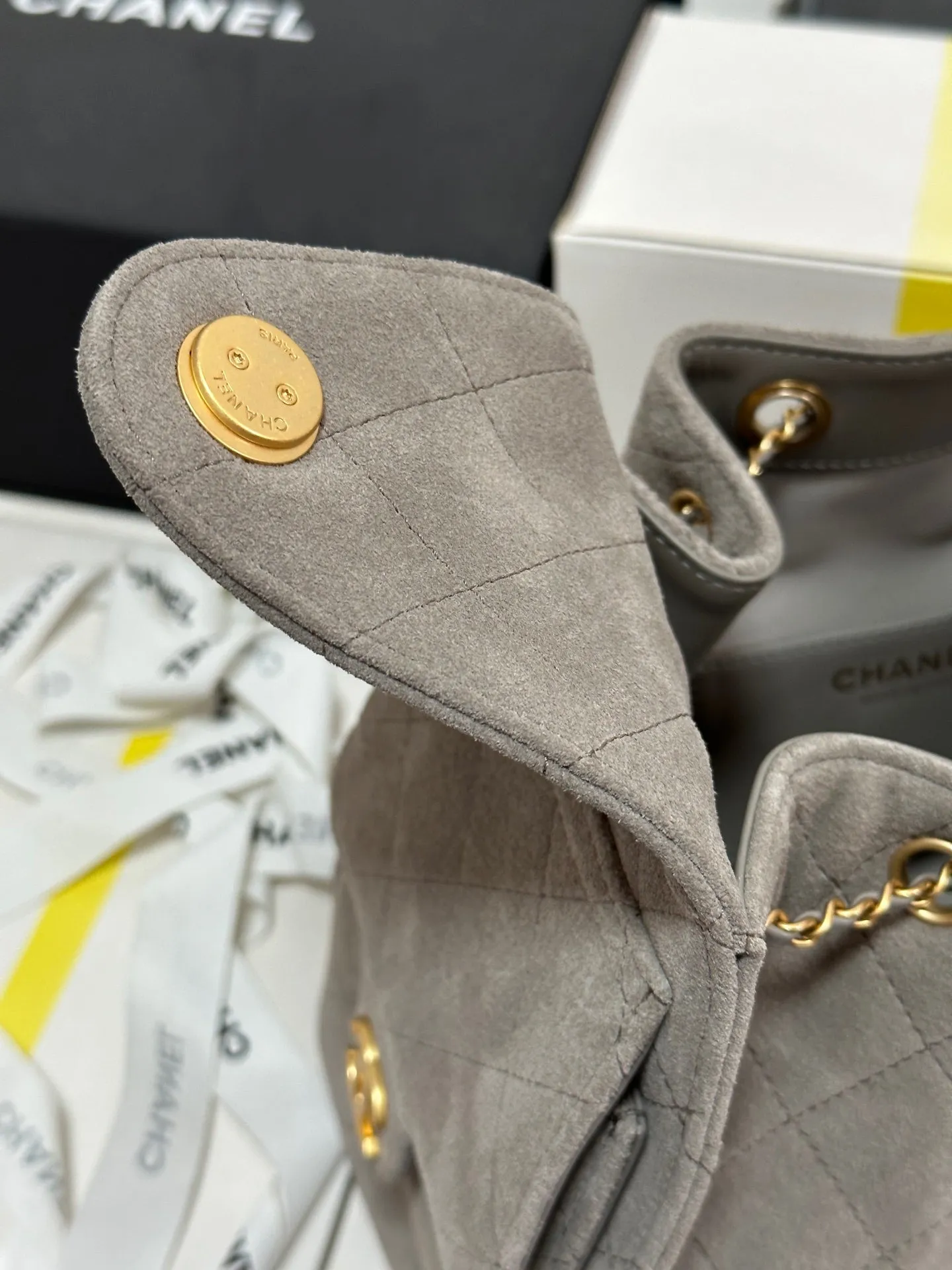 CHANEL Suede Highly praised Hobo 25C 30cm Grey Only available now Bag