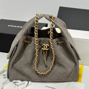 CHANEL Suede Highly praised Hobo 25C 30cm Grey Only available now Bag