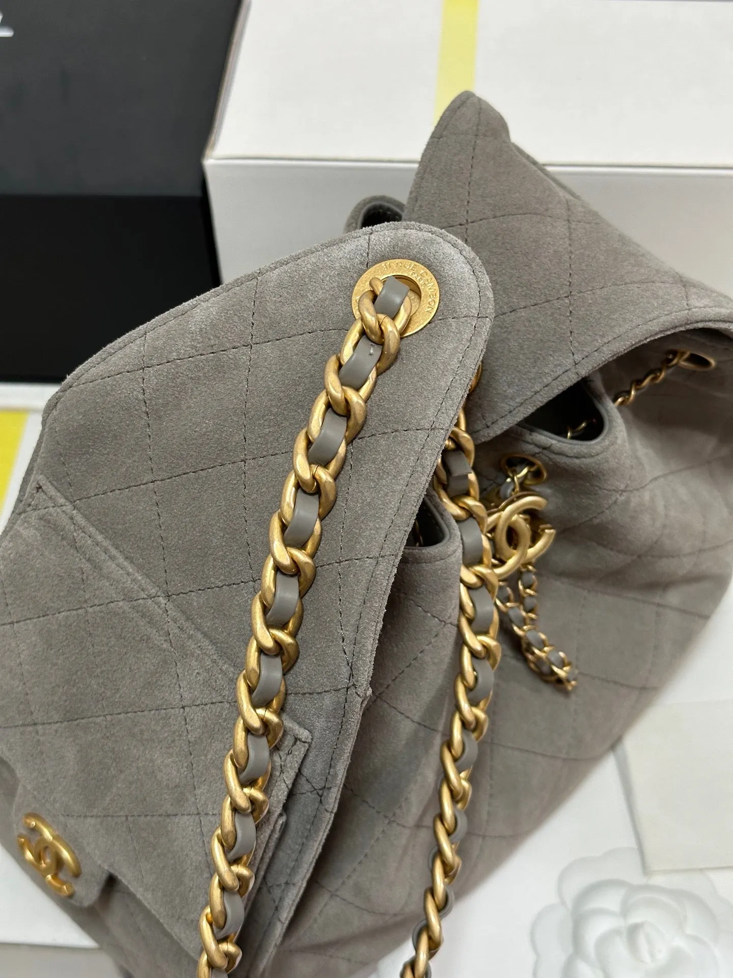 CHANEL Suede Highly praised Hobo 25C 30cm Grey Only available now Bag