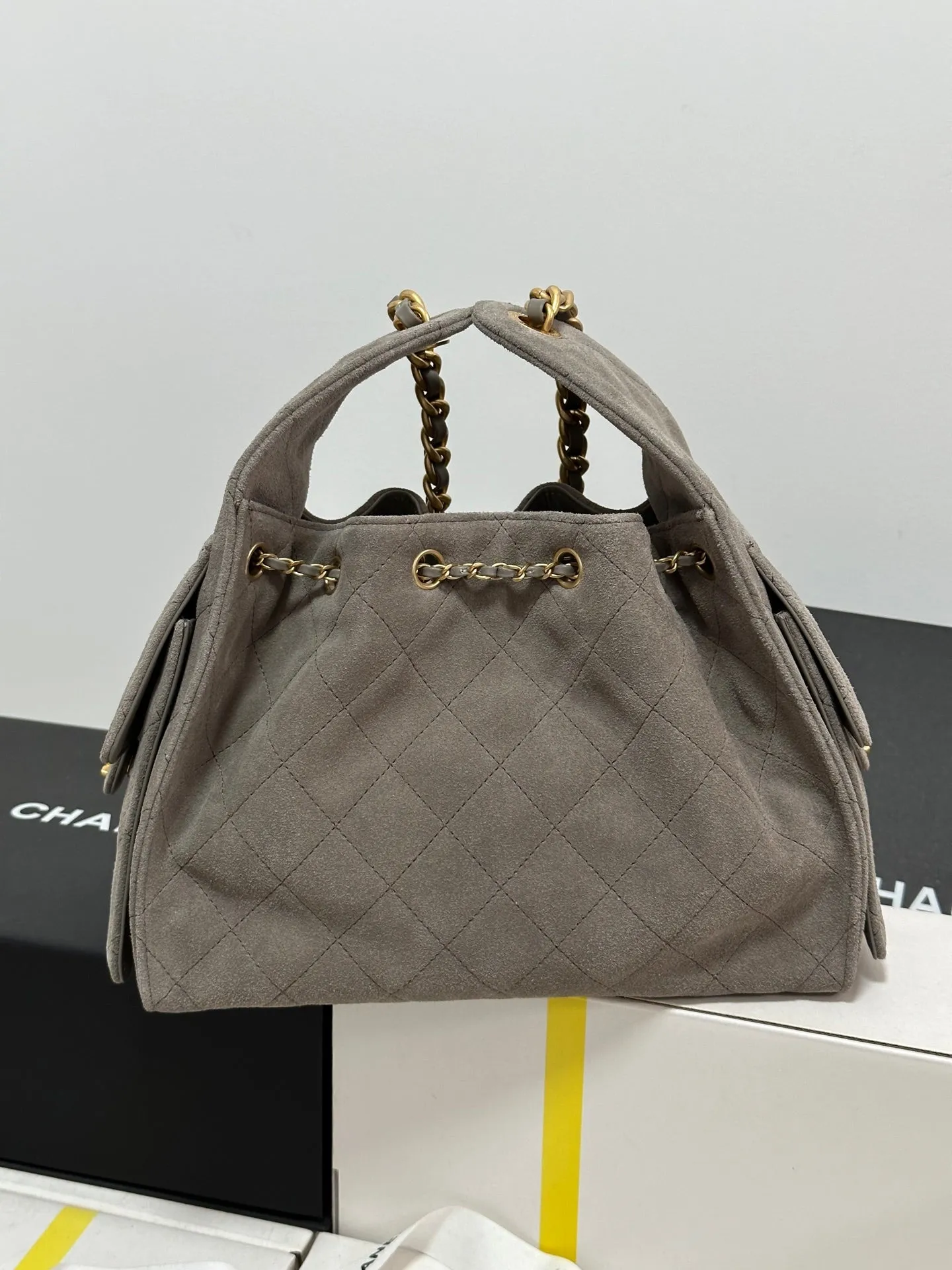 CHANEL Suede Highly praised Hobo 25C 30cm Grey Only available now Bag