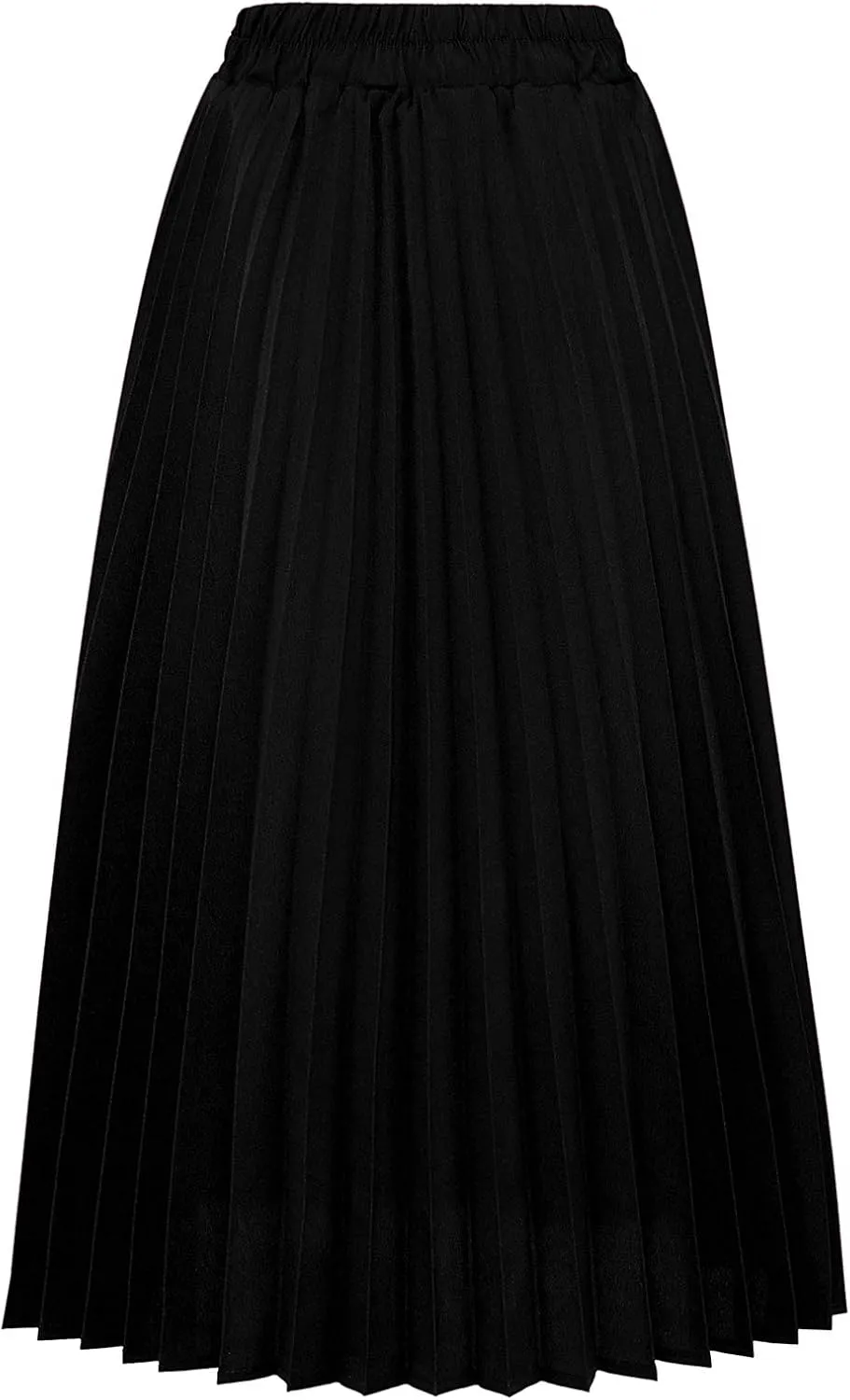 CHARTOU Womens Chic Elastic High Waisted A Line Leopard Print Pleated Shirring Midi-Long Skirt
