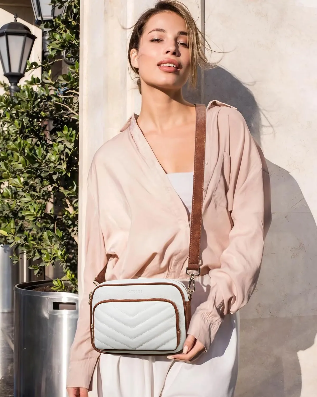 CHOLISS Quilted Crossbody Bags for Women RFID Vegan Leather Travel Purse Small Shoulder Handbags with Built in Wallet