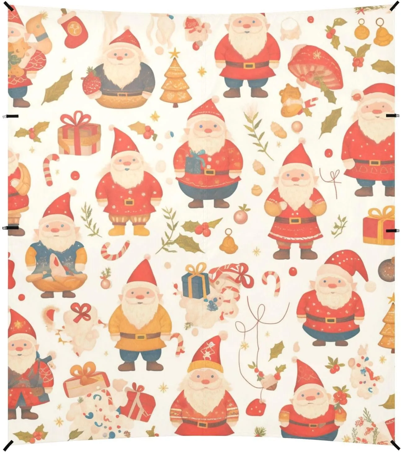 Christmas Texture Gnomes Red Candies Stable Beach Tent UPF50  Protection Easy Setup Large Portable Sun Shelter with Sand Shovel for Backyard and Camping