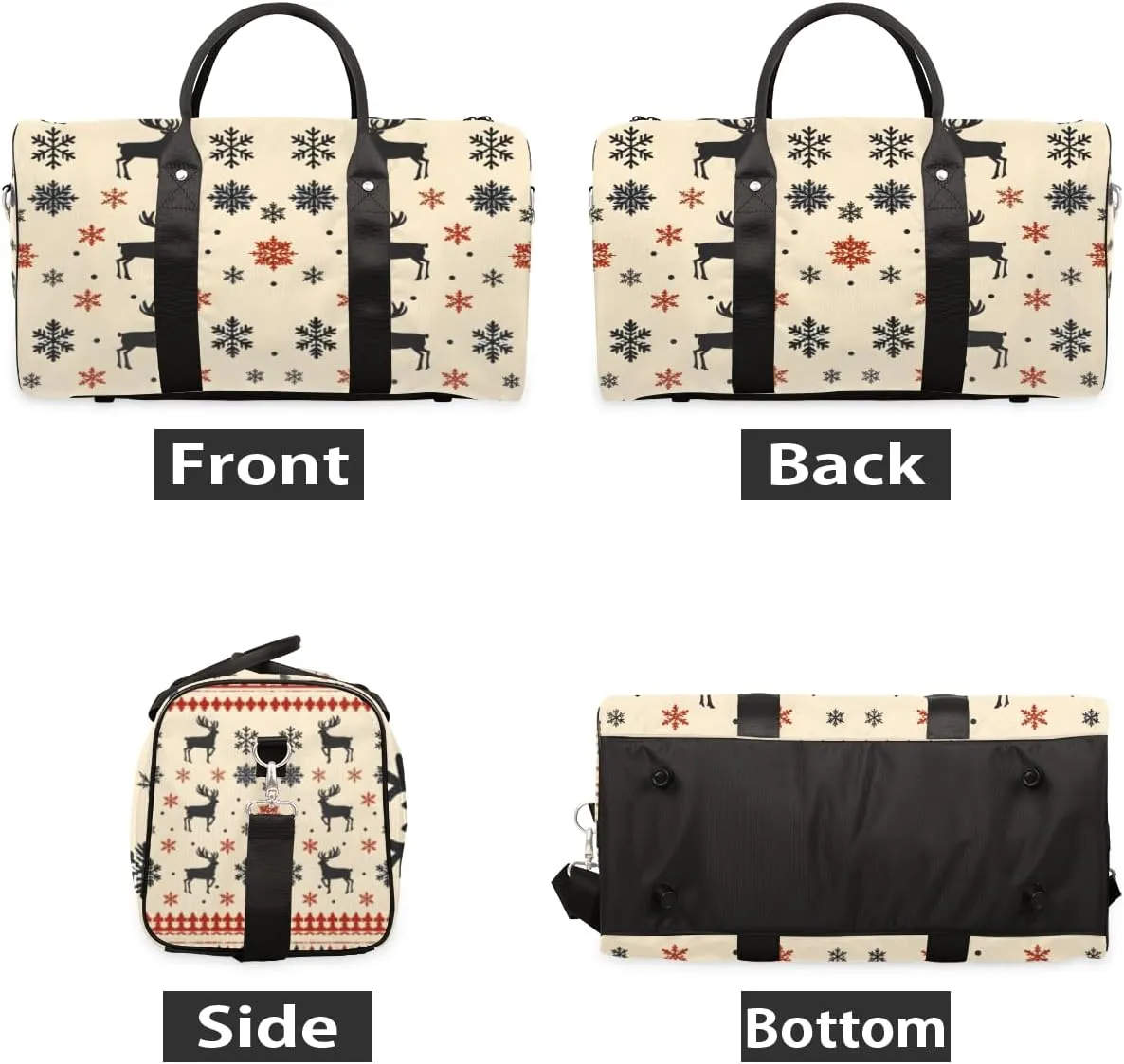 Christmas Theme Travel Duffle Bag for Women Men Gym Duffel Foldable Bag Waterproof Weekender Snowflake Reindeer Duffle Tote