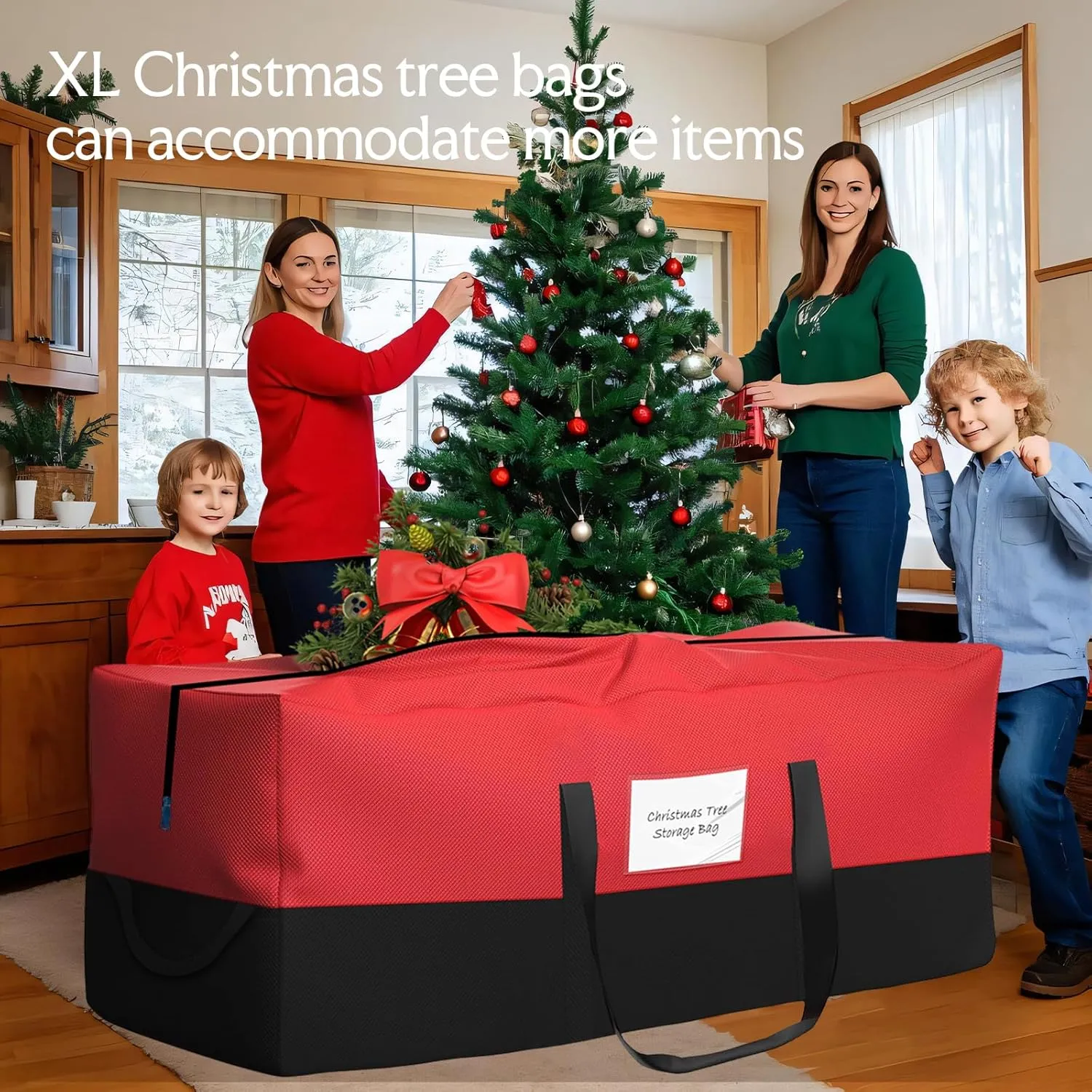 Christmas Tree Bag,Fits Up 10 Ft Tall Artificial Trees,600D Oxford Material,Heavy Duty Tree Bag,Dampproof Storage Bag with Durable Reinforced Handles & Dual Zipper&Transparent Pocket