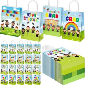 Chunful 100 Pcs Preschool Graduation Gift Bags Bulk Kindergarten Grad Party Supplies 2025 You Did It Congrat Candy Goodie Bags with Handle for Congratulations Pre K Kids Party Favor