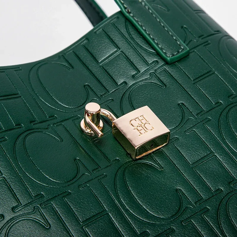 Classic Style Fashion Retro Craft New Women's Handbag Letter Printed Metal Accessories Large Capacity Solid Color