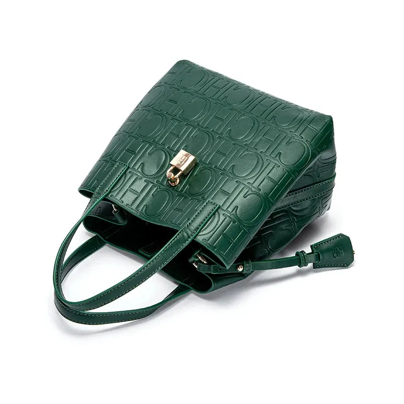 Classic Style Fashion Retro Craft New Women's Handbag Letter Printed Metal Accessories Large Capacity Solid Color