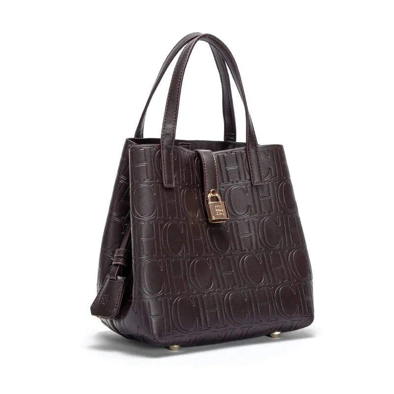 Classic Style Fashion Retro Craft New Women's Handbag Letter Printed Metal Accessories Large Capacity Solid Color