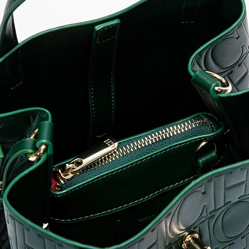 Classic Style Fashion Retro Craft New Women's Handbag Letter Printed Metal Accessories Large Capacity Solid Color