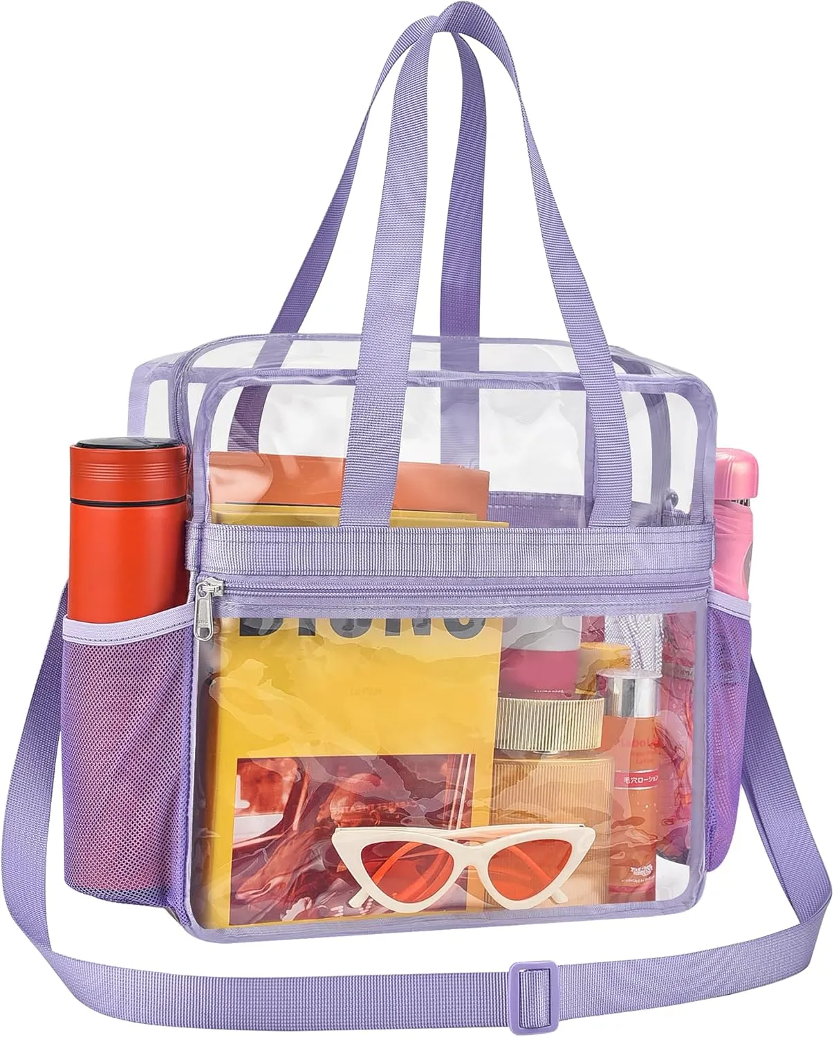 Clear Bag for Stadium Events - 12x6x12, Transparent Sports Bag with Reinforced Shoulder Straps
