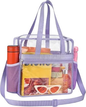 Clear Bag for Stadium Events - 12x6x12, Transparent Sports Bag with Reinforced Shoulder Straps