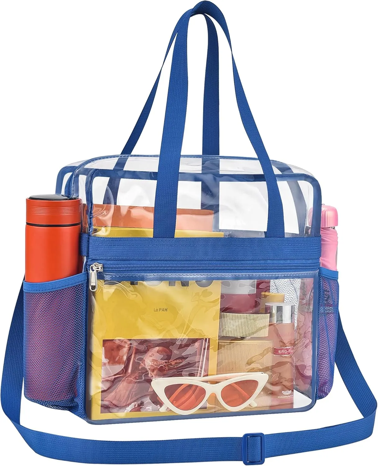 Clear Bag for Stadium Events - 12x6x12, Transparent Sports Bag with Reinforced Shoulder Straps
