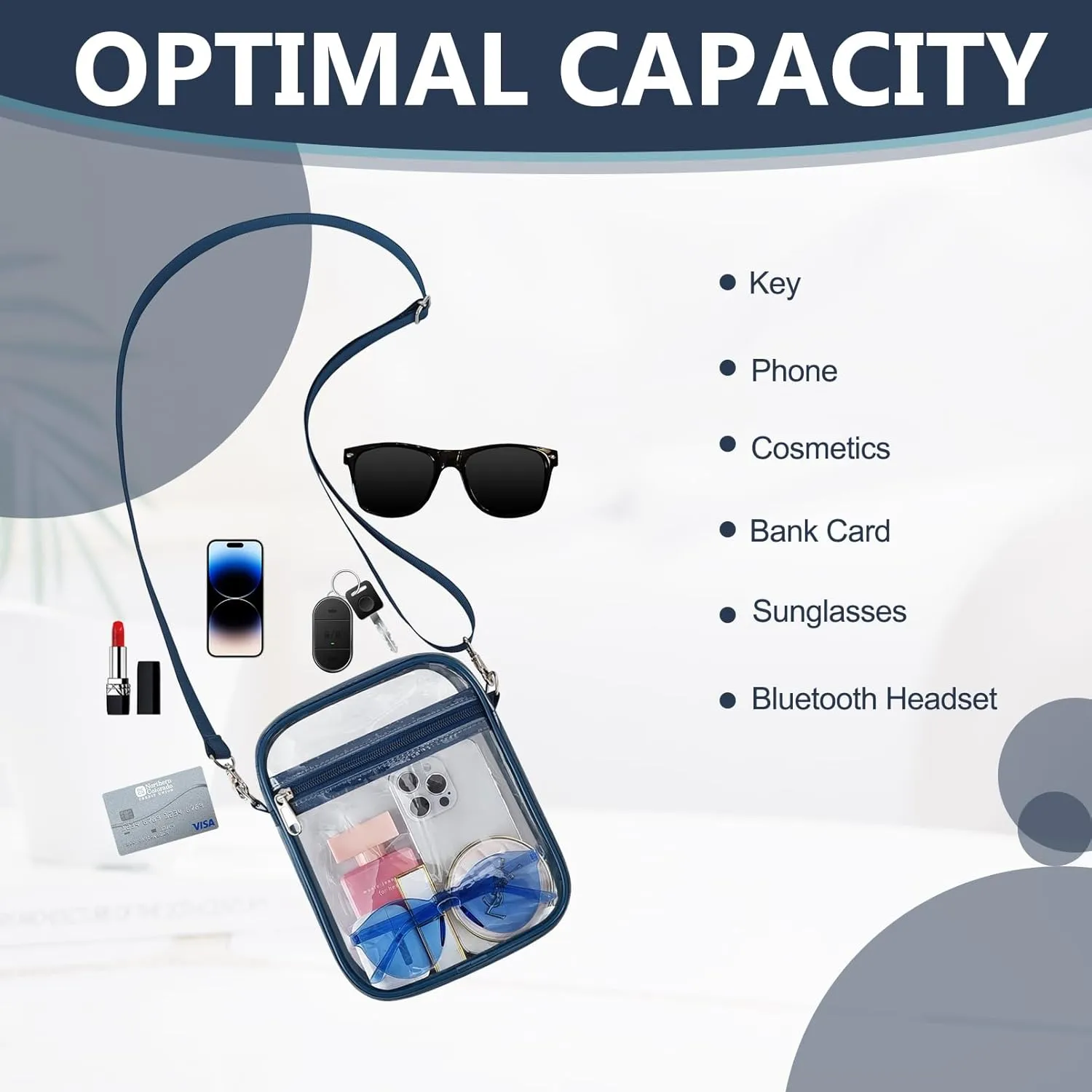Clear Bag for Stadium Events - Small Purse, Mini Sport Fan Handbag for Concert, Work, Travel