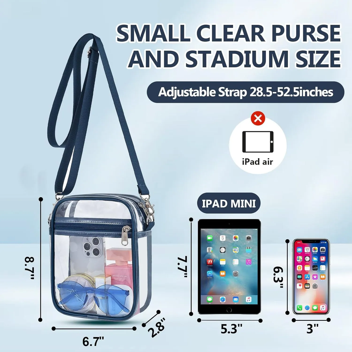 Clear Bag for Stadium Events - Small Purse, Mini Sport Fan Handbag for Concert, Work, Travel