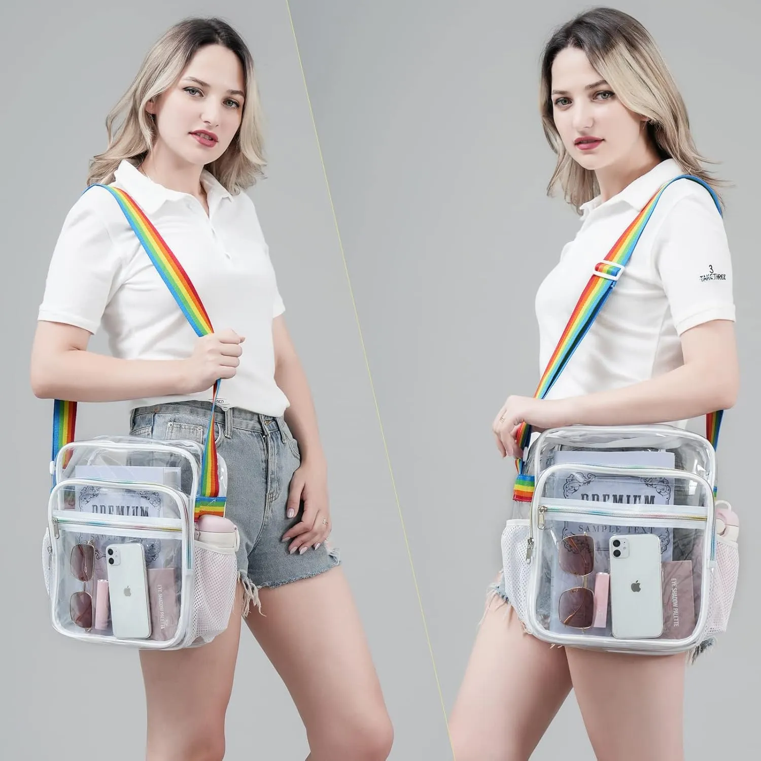 Clear Bag Stadium Approved, Clear Crossbody Messenger Shoulder Bag with Adjustable Strap for Concerts, Sports Events